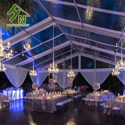 China Aluminum6061 / T6 Marquee Party Used Temporary Tent Transparent 500 Seater Wedding Tent for sale