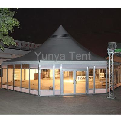 China Outdoor Glass Weddding Yunya Hexagon Pagoda Tent For Catering Room for sale