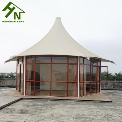 China Luxury Hotel Membrane Flame Glass Wall Glamping House Camping Resort Tent Delay Structure for sale