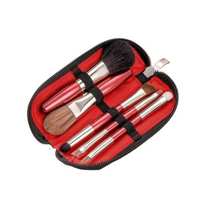 China Angular Blush Wholesale High Quality Makeup Brush Set With Single Bag 5PCS PU Cosmetic Brush Set OEM Free Sample for sale