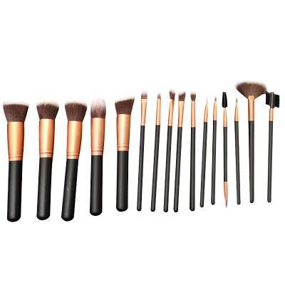 China Angular Blush Black Handle Best Quality Makeup Set Brush With 16PCS Logo Cosmetic Brush Set Custom Made for sale