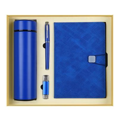 China Agriculture Ready to Ship 4 in 1 Notebook Diary Gift Set with USB Flash Drive Customized Logo Wedding Gift Box with Led Water Bottle and Pen for sale