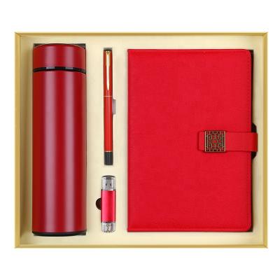 China Agriculture Classic 4 in 1 Notebook Diary Gift Set Customized Logo USB Order and Pen Gift Box Special Events Corporate Gift Set with Bottle for sale