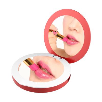 China Lady Makeup Mirror Makeup Power Bank 3000mah Magnify Function Lady Makeup Portable Battery Charger With Led Flashlight for sale