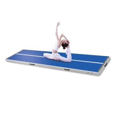 China 2021 Latest Version Custom Gymnastics Mat Air Floor Tumbling Inflatable Yoga Mat Sports Air Track PVC DWF Wall Cloth for sale