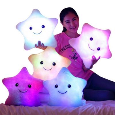 China Opp Neck Pillow Cute Dolls LED Star Plush Toy Cushion Christmas Gift Colorful Decorative Baby Body Pillows Light It Up for sale