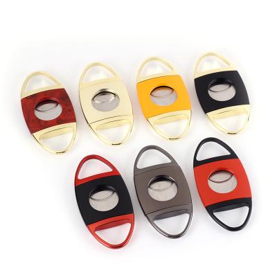 China Colorful Cigar Cutter Cigar Scissor Plating Cutter Zinc Alloy Water Transfer Cutter for sale