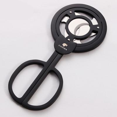 China Black Plating Stainless Steel Cigar Cutter Windmill Cutter Fan Blwer Plug Cigar Scissors for sale