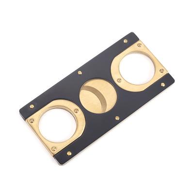 China Cigar Cutter Double Blades New Design Cigar Storm Metal Cigar Cutter Plating Gigar GIF Gold Set Cigar Scissors for sale