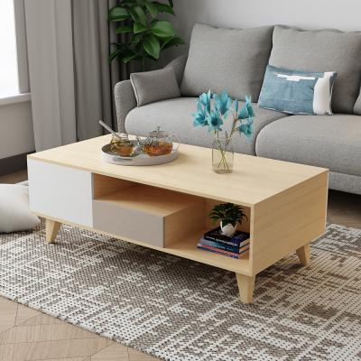 China Multi-function environmental friendly material Nordic wooden square TV stand and coffee table for sale