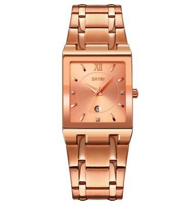 China Skmei 9263 Luxury Square Wristwatch Day/Date Watch Men's Gold OEM Diamond Analog Watch Wrist Watch For Men for sale