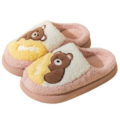 China 2021 latest Sweat-absorbency design for cute fluffy bear foam teddy plush soft winter home slippers slips slippers for women for sale