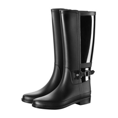 China Hot Selling Fashion Round PVC Silicon Knee High Ladies Rain Boots Fashion Rubber Rain Boots For Women for sale