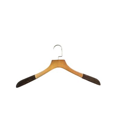 China Behind Doors/On Walls Solid Wood Suit Hanger Flocking Wooden Coat Hanger For Clothing Store for sale