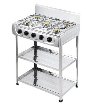 China 5 Burner Outdoor Freestanding Gas Cooker With Shelf for sale