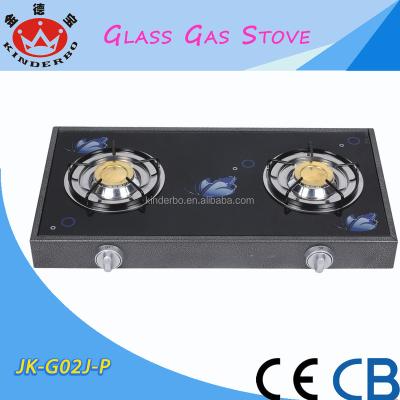 China Cooking Blue Flame Sound Corn Gas Stove Panel Glass Gas Stove for sale