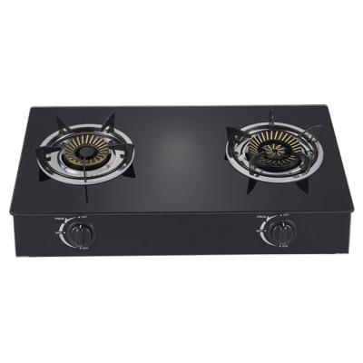 China Cooking Double Burner Black Tempered Glass Gas Stove Gas Cooker Two Burner for sale