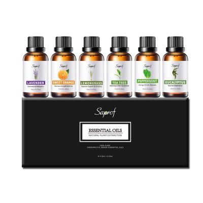 China Aromatherapy Starter Kit 100% Pure Essential Oils Set 6 Pack Therapeutic Trade For Aroma Diffuser for sale