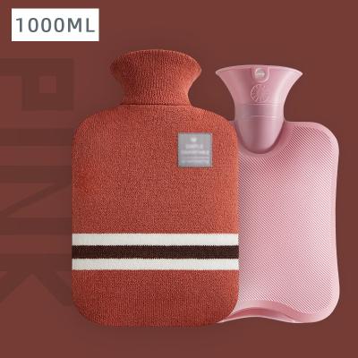 China Injection Hot Water Bottle 1000ml 2000ml Hand Warmer Plush PVC Hot Water Bag Portable Hot Selling Rubber Bottle With Cover for sale