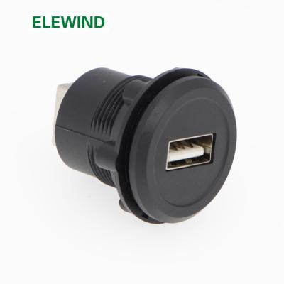 China Panel USB Connector 22mm Mount Plastic Type USB2.0 A Female To B Female for sale