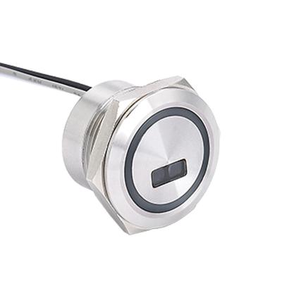 China ELEWIND 19MM Contactless Sensor Switch Ring Illuminated Metal Stainless Steel With 30cm Wire DC12V YW92-10E for sale