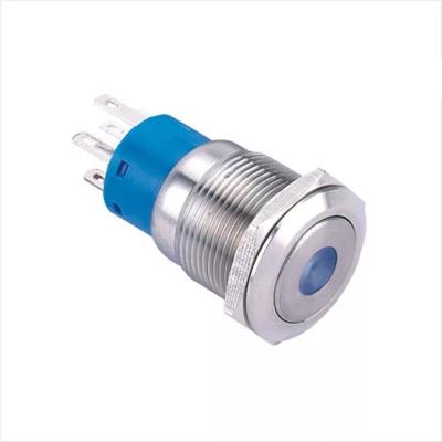 China ELEWIND 19mm Stainless Steel Point 1NO1NC Illuminated Stainless Steel Push Button (PM192F-11D/R/12V/S, IP65, ROHS) for sale