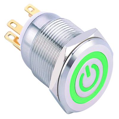 China ELEWIND 19mm SPDT Stainless Steel Illuminated Stainless Steel Push Button Button Switch with Light (PM193F-11ET/G/12V/S) for sale