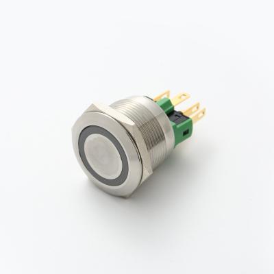 China ELEWIND 25mm Stainless Steel Momentary 1NO1NC Ring Illuminated Push Button Switch PM251F-11E/W/S PM251-11E/W/S for sale