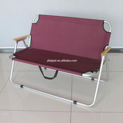 China Garden Fabric Easy-carry Collapsible Folding Chair With OEM Color Double Seat Park Chair For Outdoor Picnic for sale