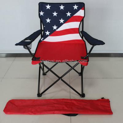 China Modern High Quality USA Flag Folding Beach Chair With Armrest for sale