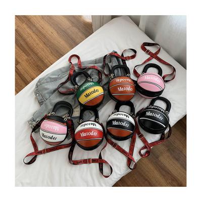 China Fashion Fashion Stitching Contrast Color Small Portable Round Round Creative Custom Women Handbags Basketball For Ladies for sale