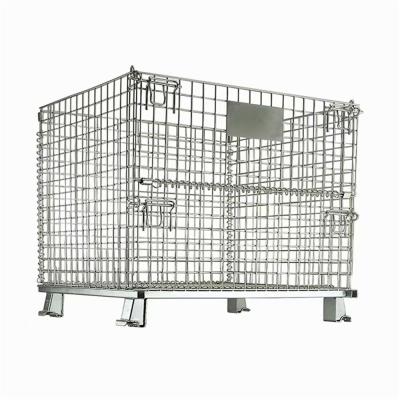 China Space Saving Galvanized Wire Cage Metal Storage Cage Collapsible Steel Cage Welded Wire Mesh Container For Warehouse for sale