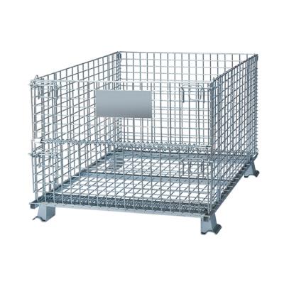 China Collapsible Wire Mesh Containers Pallets Metal Foldable Cage With 500KG Capacity for sale