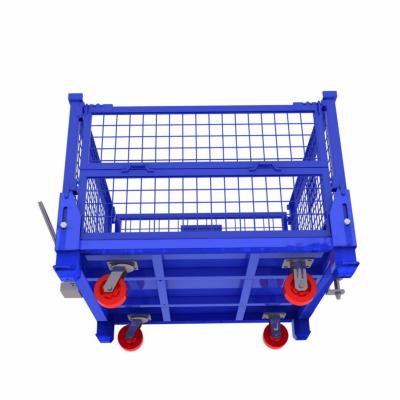 China Stackable Galvanized Steel Pallet Bin Wire Mesh Container Foldable Pallet Box Metal Wire Mesh Container for sale