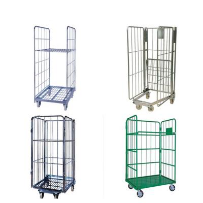 China Popular Customized Folding Warehouse Roll Cage Roll Container Roll Cage Trolley For Logistics for sale