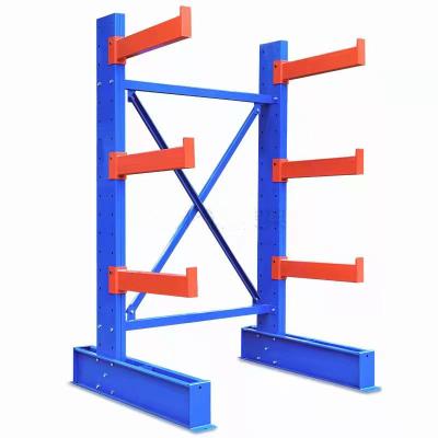 China Industrial Heavy Duty Cantilever Rack Rack System One Side 4 Layers Cantilever Rack For Long Pipe Storage for sale