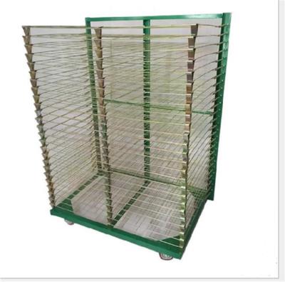 China Corrosion Protection Galvanized Chrome Mesh Drying Rack Multilayer D-ring Shelves Drying Rack with 4 Wheels for Paper Printing for sale