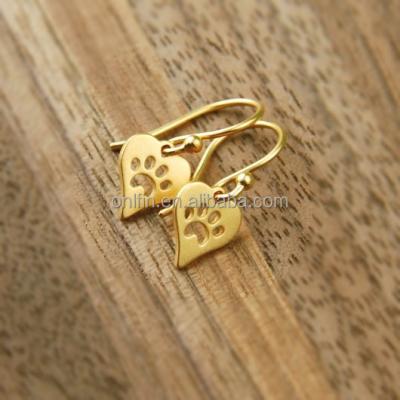 China Fashion Wholesale Fashion Gold Plated Sterling Silver Dog Paw Print Earring Jewelry for sale