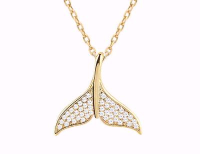 China 2020 Hottest FASHIONABLE 925 Sterling Silver Gold Fish Mermaid Tail Pendant Necklace for sale