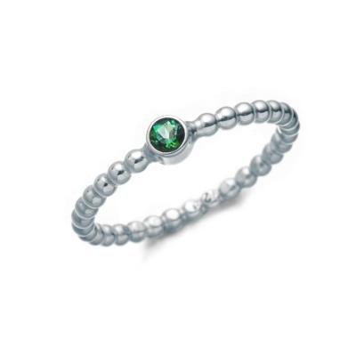 China 2021 Newest Hiphop Women's Ring With Ebay Green Birthstone Ball Rhodium Dish Stackable Ring for sale