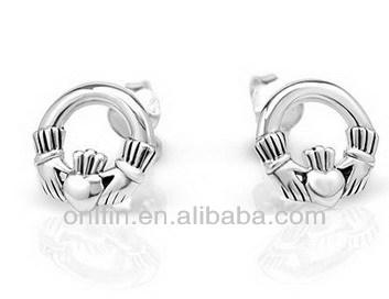 China 925 Sterling Silver Tiny Celtic Claddagh 10mm Post Stud Earrings for sale