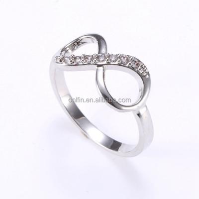 China Hot Sale Fashion 925 Sterlig Silver Infinity Symbol 8 CZ Ring High Polished Engagement Ring Silver for sale