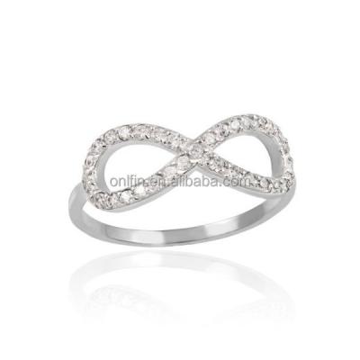 China Fashion High Polished 925 Sterlig Silver Infinity CZ Ring Silver Infinity Symbol 8 CZ Ring for sale