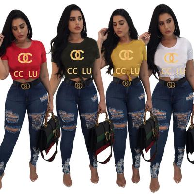 China Breathable high quality designer alphabet skirt high fashion clothing brand luxury famous gg FF cc lu clothing t-shirt for sale