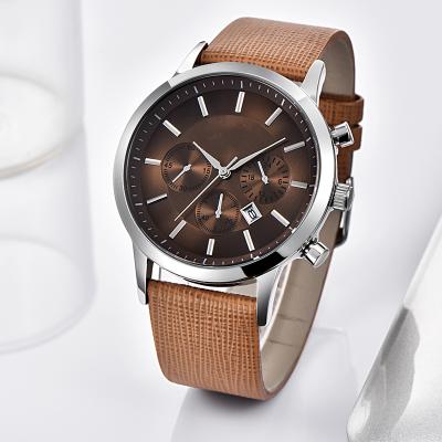 China Custom Genuine Luminous Minimalist Movement Genuine Luxury Men's Dial Chronograph Brand Chronograph OEM Men's Wristwatches Leather Straps Watch for sale