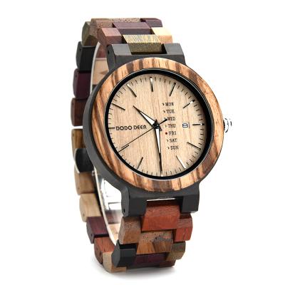 China Rainbow Automatic Simple Solid Natural Wall Date Wooden Watches With Wooden Strap Waterproof Couples Wrist Watch for sale