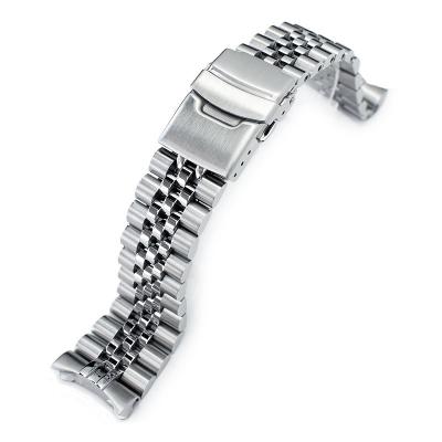 China Curved Finish 22mm Louis Super-J 3D Jubilee Brushed 316L Stainless Steel All Solid Links Watch Band For Seiko SKX007 for sale