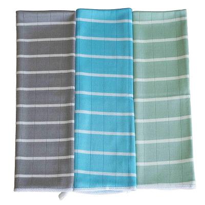 China Fiber Hypoallergenic Clean Bamboo Cloth Dishwashing Super Absorbent Striped Kitchen Towel for sale