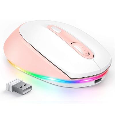 China Rainbow Lights Seenda 3 Adjustable DPI Mini Mouse With LED Rainbow Lights For Home Office Laptop Rechargeable Wireless Mouse for sale