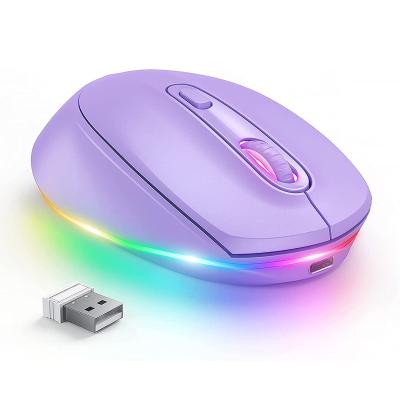 China Rainbow Lights Seenda Small Wireless Mice with Quiet Click LED Rainbow Lights for PC Computer Laptop Kids Chromebook Windows USB Wireless Mouse for sale